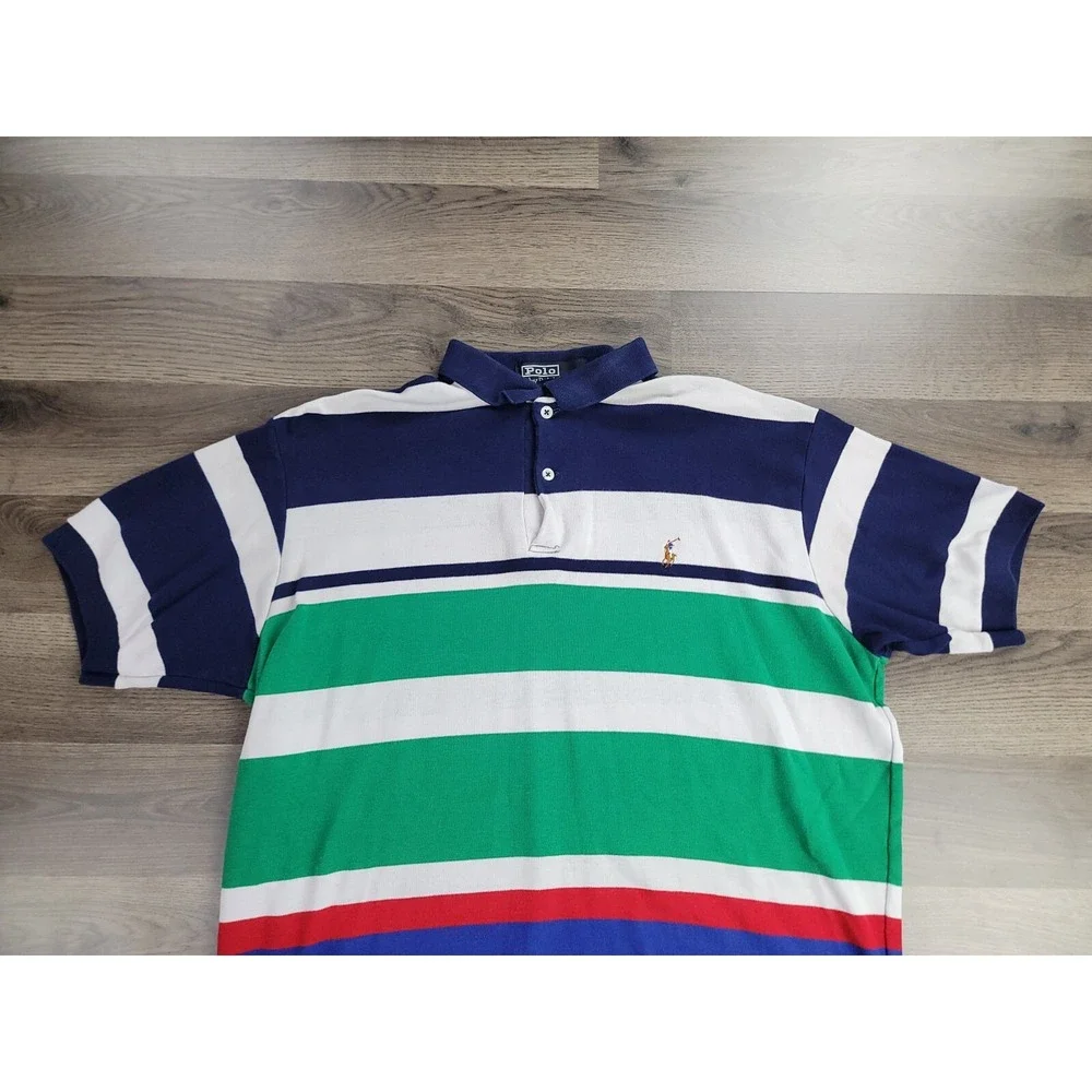 Vintage 90s Polo Ralph Lauren Shirt Large USA Made Striped Soft Cotton Mens Rare